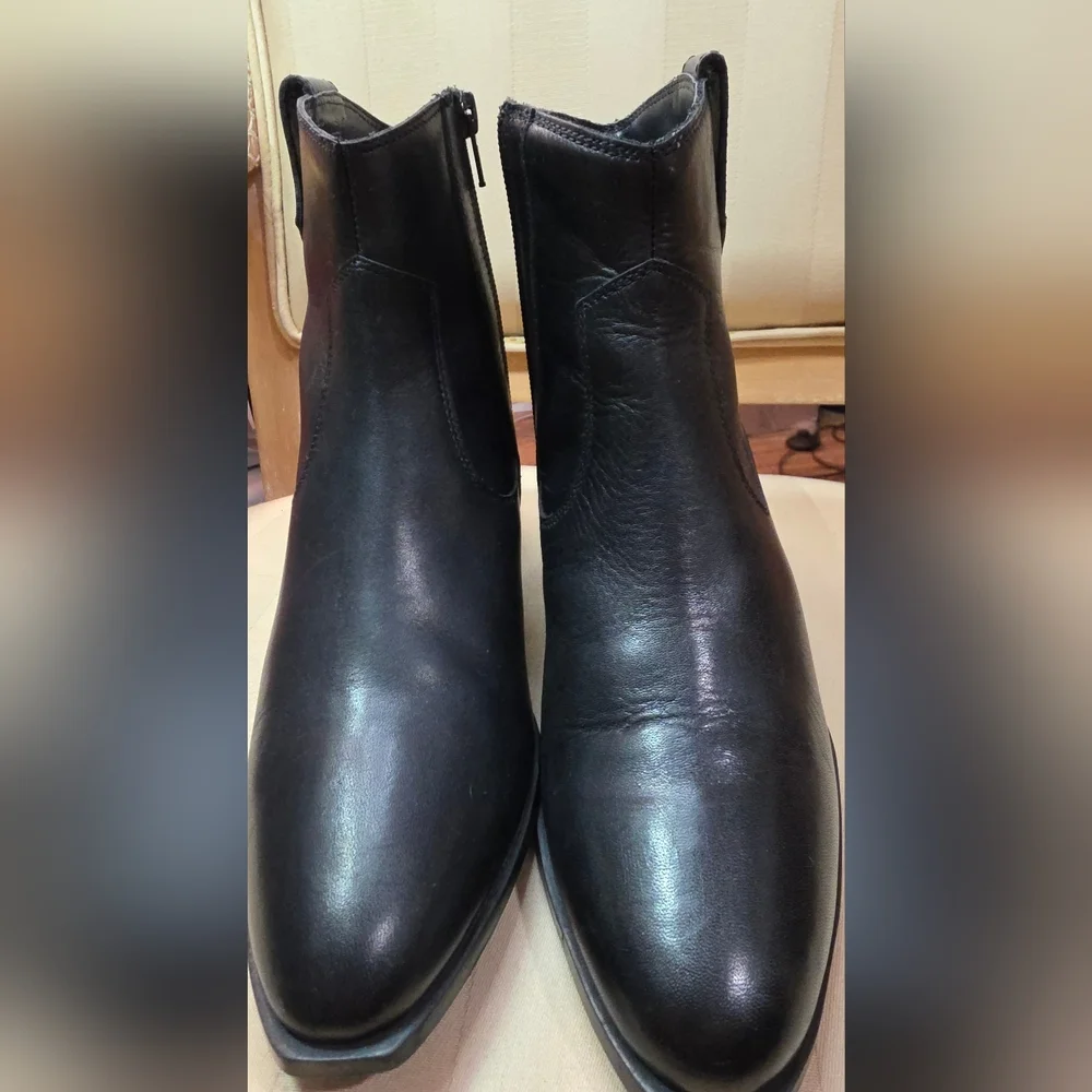 SEYCHELLES BLACK LEATHER UNDER THE STARS WESTERN BOOTIE BOOTS SIZE 8 - Picture 14 of 15